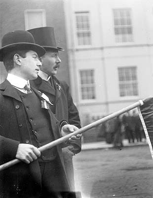 Two nationalist demonstrators on Merrion Square